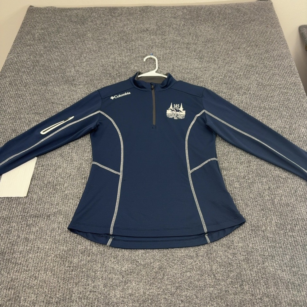 Kentucky Derby Columbia Pullover Womens M Blue Polyester Quarter Zip Sporty